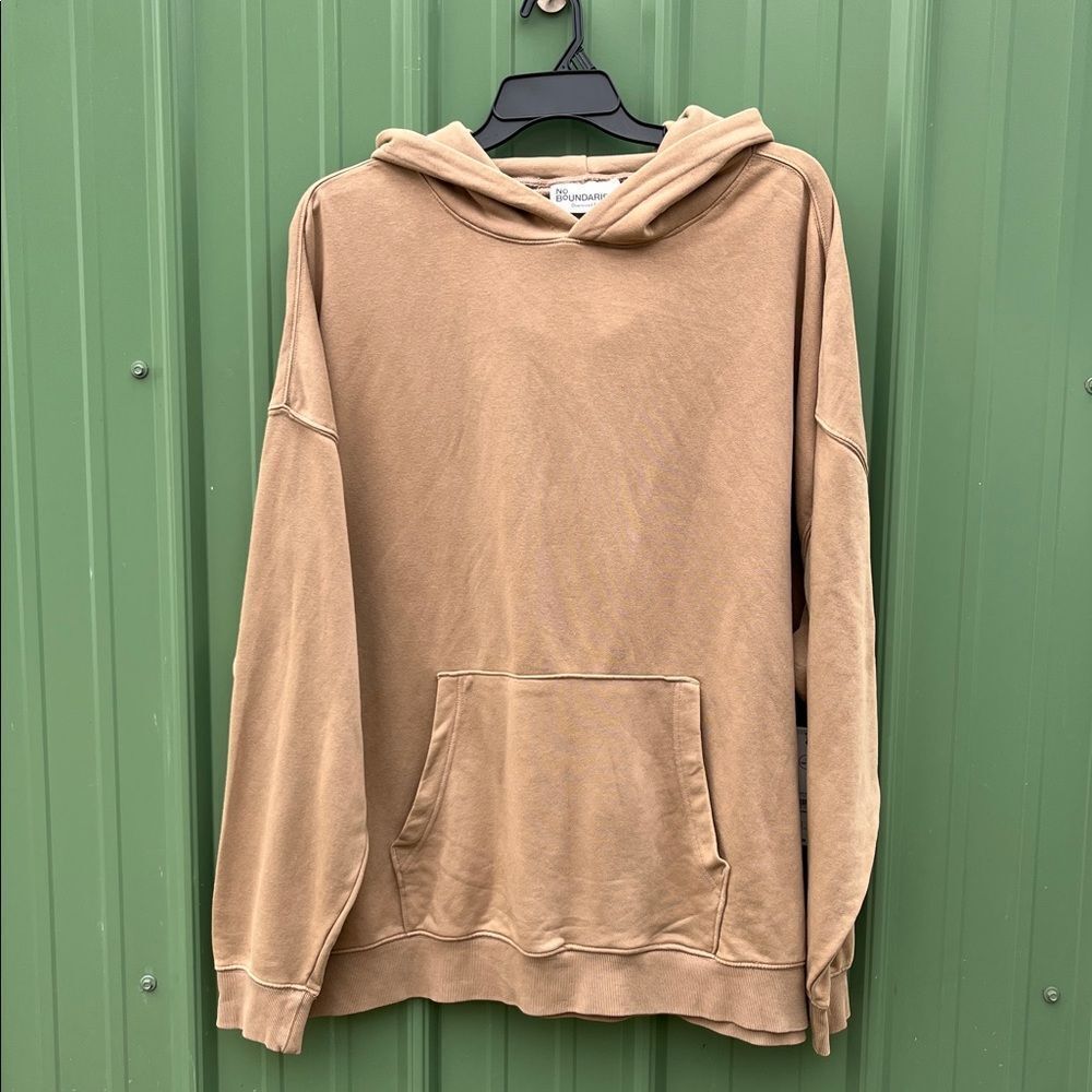 Casual Tan Oversized Fleece Hoodie Sweatshirt Top Size L